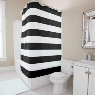 Black & White Striped Pattern Shower Curtain