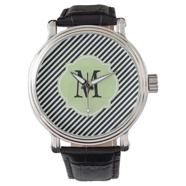 Black & White Striped Pattern Watch (Front)