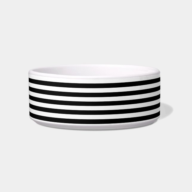 Black & White Striped Pet Bowl (Left)