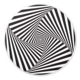 Black & White Striped Pinwheel Ceramic Knob