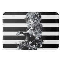Black & White Striped Pretty Sugar Skull Girl