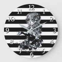 Black & White Striped Pretty Sugar Skull Girl