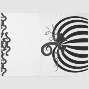 Black White Striped Pumpkin & Bats Halloween Party Tissue Paper