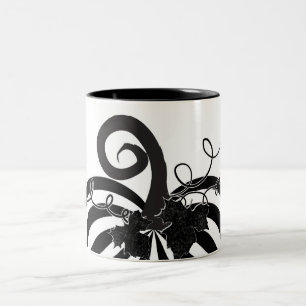 Black & White Striped Pumpkin Chic Autumn Fall  Two-Tone Coffee Mug