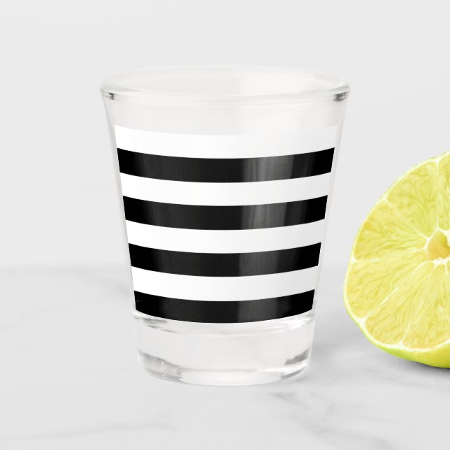 Black & White Striped Shot Glass (Front)
