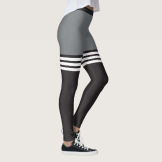 Black & White Striped Sports Leggings