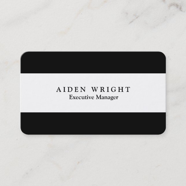Black & White Striped Stylish Modern Minimalist Business Card (Front)
