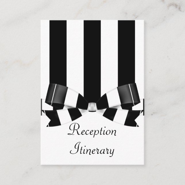 Black & White Striped Wedding Classic Enclosure Card (Front)