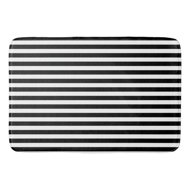 Black/White Stripes Bath Mat (Front)