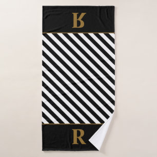 Black/White Stripes Bath Towel