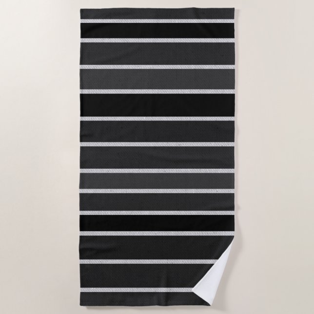 Black & White Stripes Beach Towel (Front)