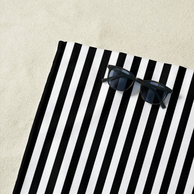 Black + White Stripes  Beach Towel (In Situ)
