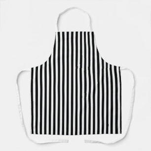 Black White Stripes Chef Baker Caterer Apron