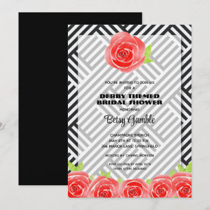 Black & White Stripes Derby Bridal Shower Invites