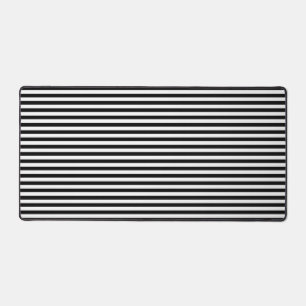 Black White Stripes Desk Mat