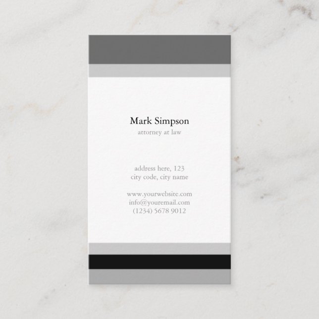 Black white stripes elegant minimal masculine card (Front)