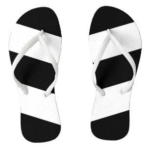 Black White Stripes Flip Flops