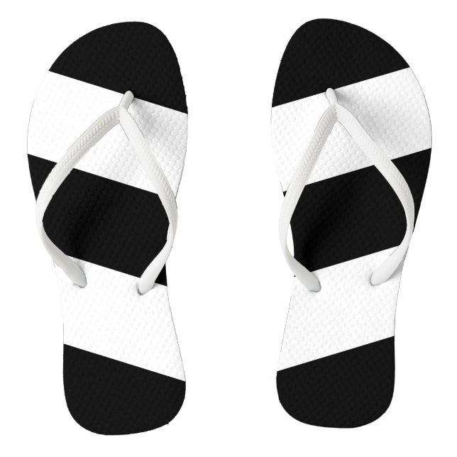 Black White Stripes Flip Flops (Footbed)