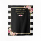 Black White Stripes Floral Bridal Shower Backdrop