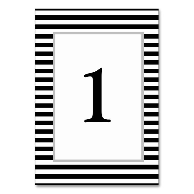 Black/White Stripes Framed Table Number (Front)