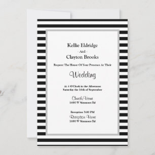 Black/White Stripes Framed Wedding Invitation