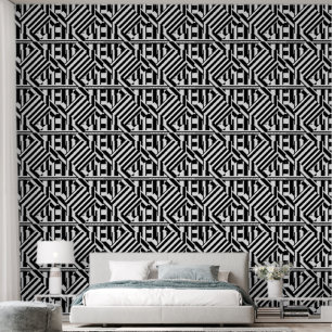 Black White Stripes Geo Wallpaper