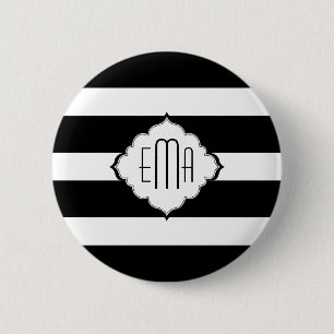 Black & White Stripes Geometric Pattern 2 6 Cm Round Badge
