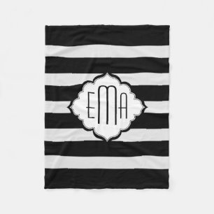 Black & White Stripes Geometric Pattern Fleece Blanket
