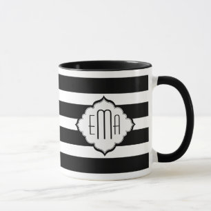 Black & White Stripes Geometric Pattern Mug