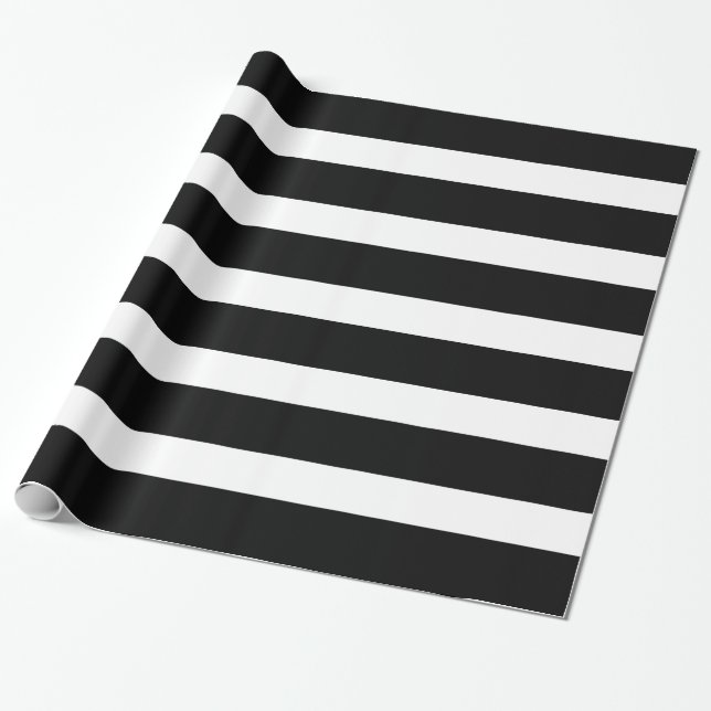 Black & White Stripes Geometric Pattern Wrapping Paper (Unrolled)