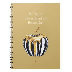 Black White Stripes Gold Drips Apple Notebook