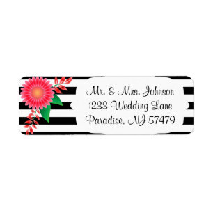 Black & White Stripes, Gold   Pink Flowers  