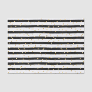 Black White Stripes Gold Polka Dots Tissue Paper