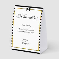 Black White Stripes Gold Wedding Guest Amenities