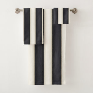 Black & White Stripes Gothic Neo-Victorian Style Bath Towel Set
