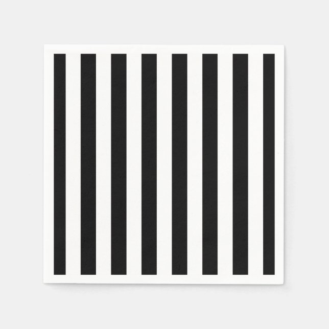 Black & White Stripes Halloween Party Napkin (Front)