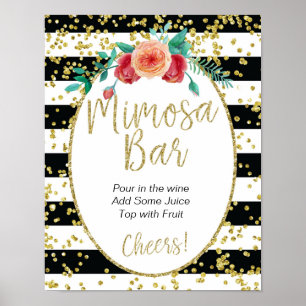 Black & White Stripes Mimosa Bar Sign