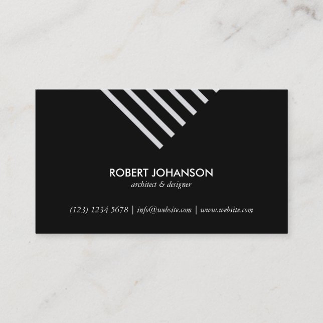 Black white stripes minimalist professional classy business card (Front)