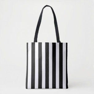Black white stripes modern shopping bag