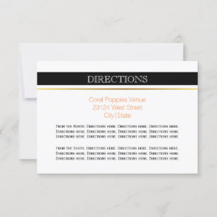 Black white stripes modern wedding directions invitation