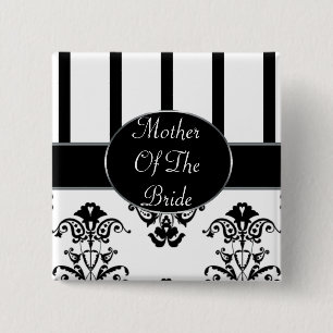 Black & White Stripes, Monogram Baroque 15 Cm Square Badge