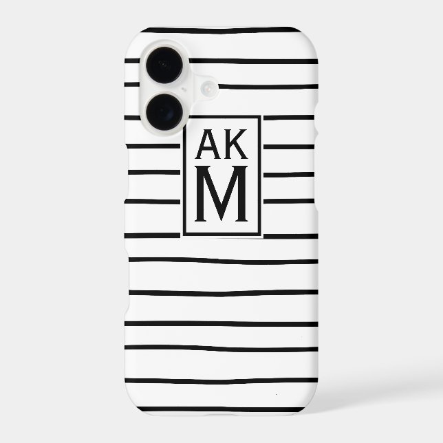 Black & White Stripes Monogram iPhone 7 Plus Case (Back)