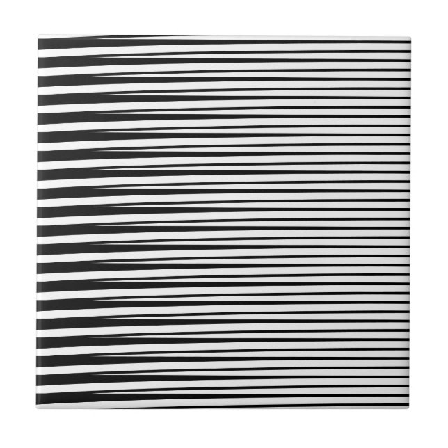 Black White Stripes Ombre Pattern Abstract Decor Tile (Front)