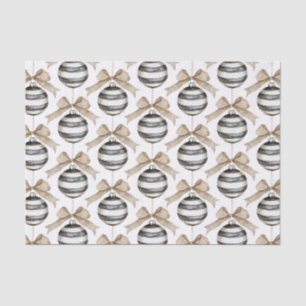 Black White Stripes Ornament Bow Christmas Tissue Paper