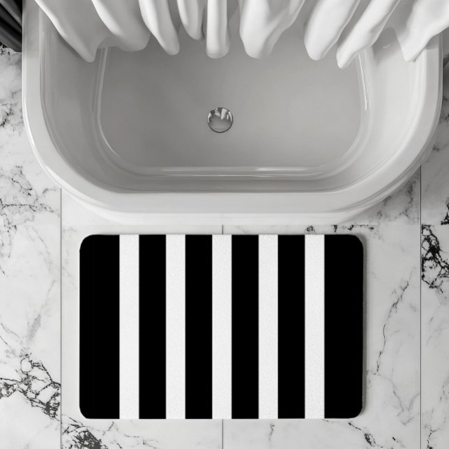 Black & white stripes pattern bath mat (Creator Uploaded)