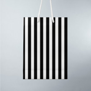 Black White stripes Pattern Medium Gift Bag