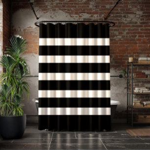 Black & white stripes pattern shower curtain
