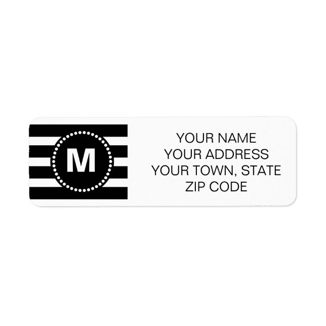 Black & White Stripes Pattern with Monogram (Front)