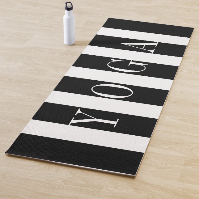 Black & White Stripes Pattern Yoga Mat (In Situ)