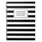 Black & White Stripes Personalised Notebook
